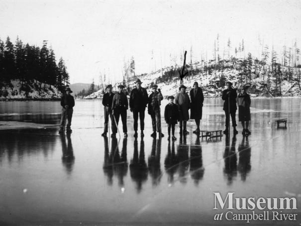 Granite bay residents skating on the frozen Granite Bay Harbour