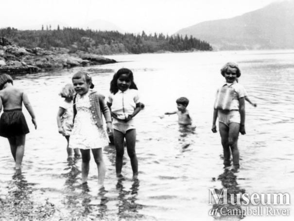Children on beach during at Stuart Island